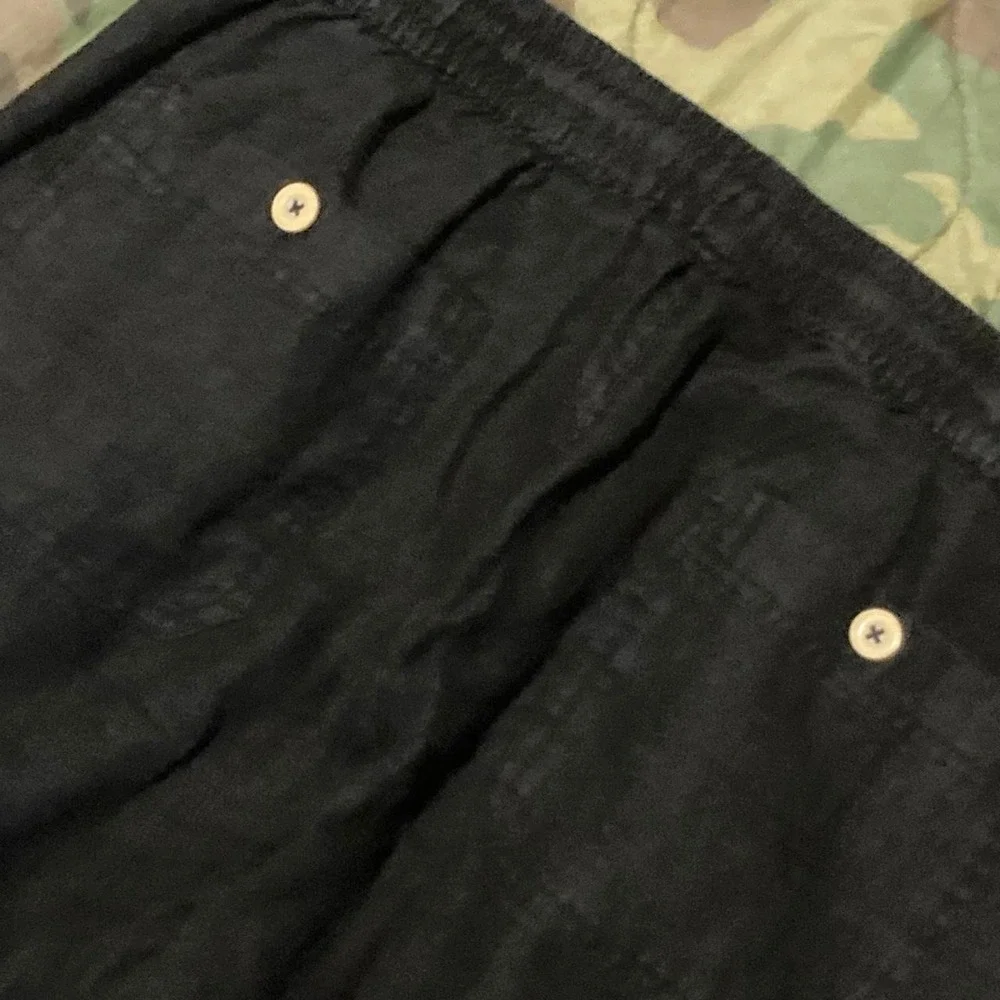Quince black 100% European linen drawstring beach pants Men's S/32